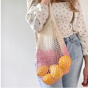 NWT Camp Collection Dip Dye Ombre Pink Macrame Reusable Tote